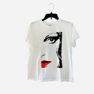Diane Von Furstenberg White Graphic Half Profile Eyeball T-Shirt